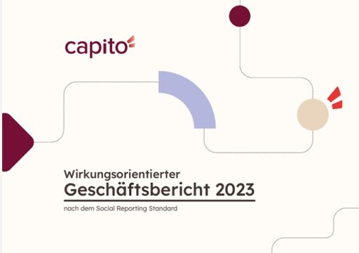 Titelblatt vom Wirkungsbericht 2023, darauf steht "Wirkungsorientierter Geschäftsbericht 2023"